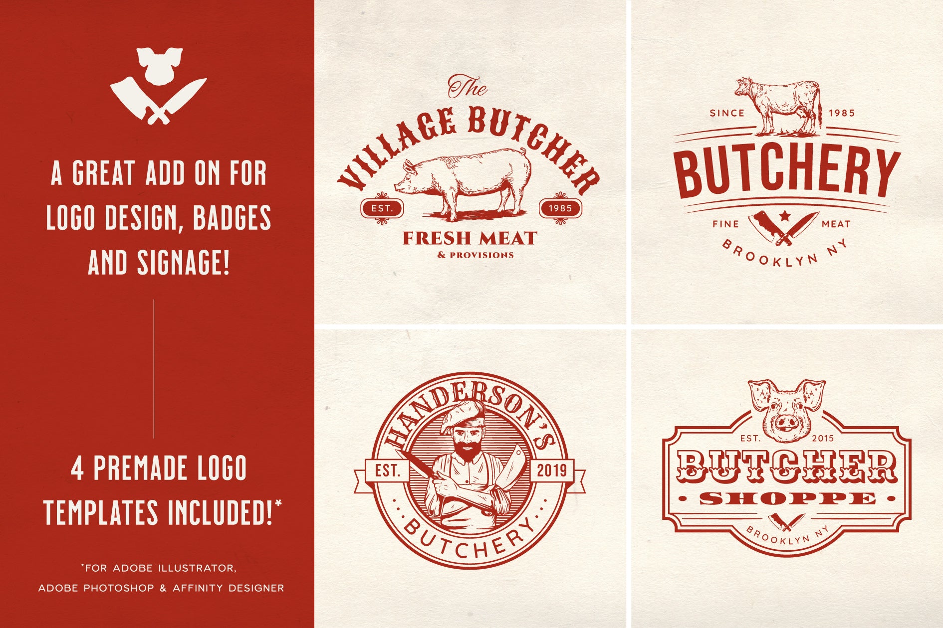 Butcher Shop - Vector Illustration Set